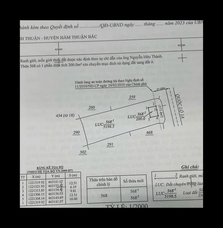 Đất Mặt Tiền QL 1A Hàm Đức, Bình Thuận – 5400m² Sẵn Sổ, Giá 6.5 Tỷ
