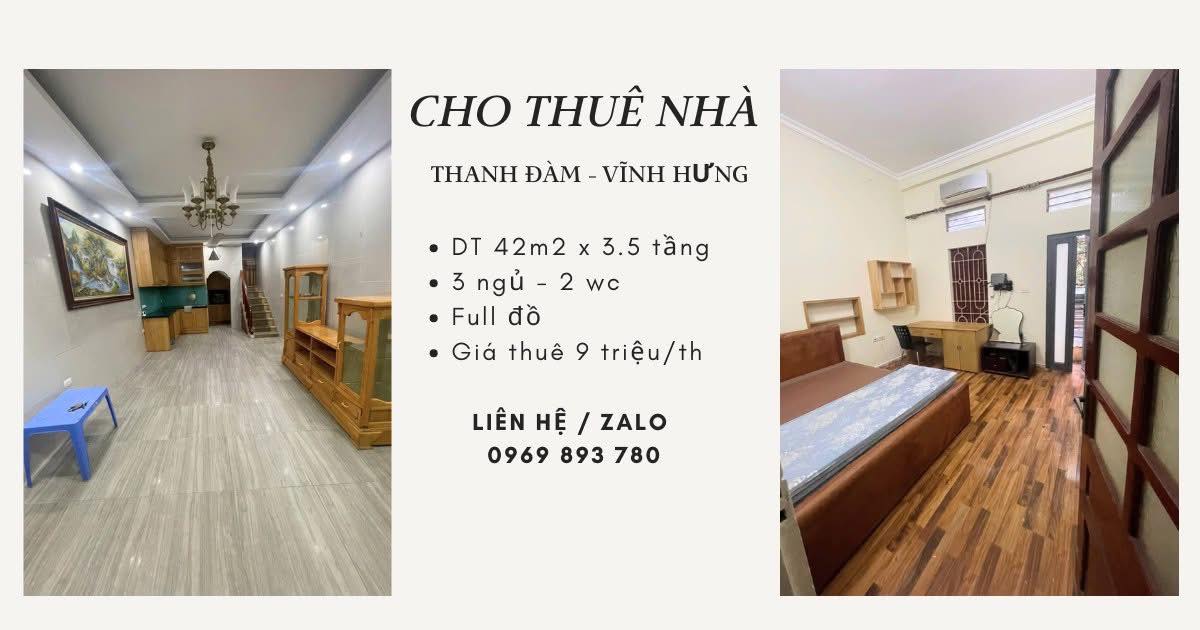 Cho thuê nhà 3PN full đồ đường Nguyễn Khoái, Hoàng Mai - 9 triệu/tháng