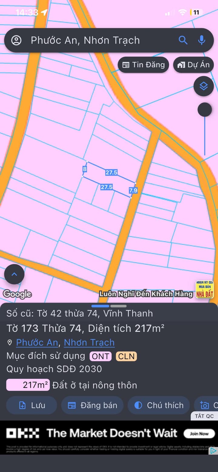 Đất Nền Nhơn Trạch 217m² - Sổ Hồng Riêng, Giá Tốt Đầu Tư