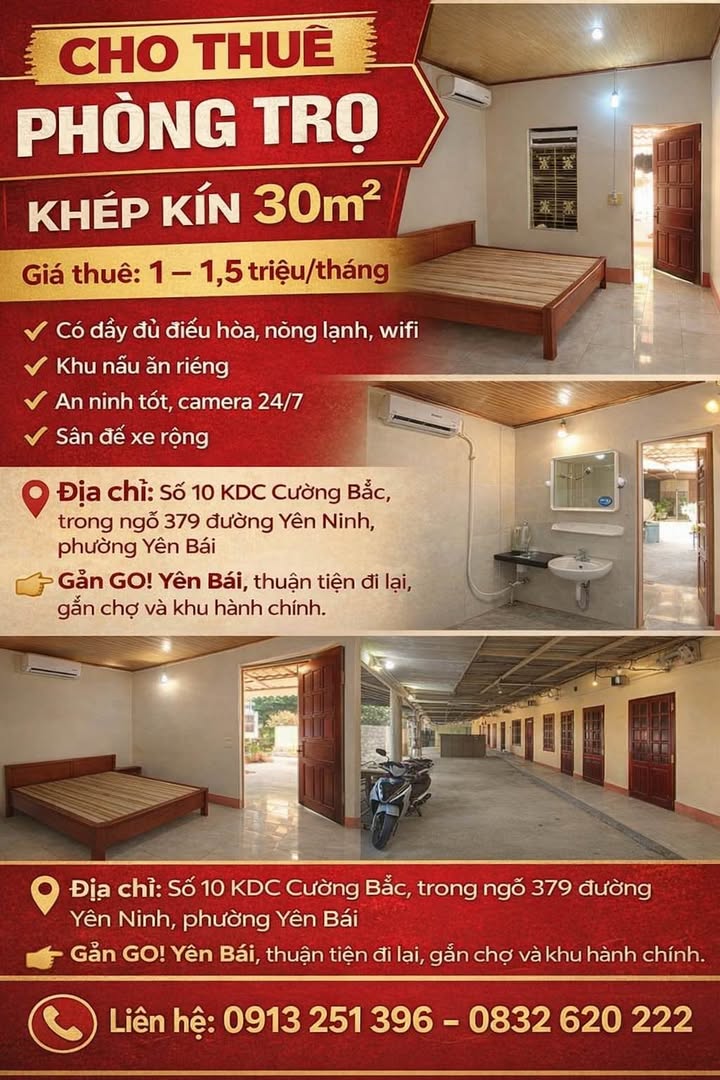 Phòng Trọ Yên Bái Giá Rẻ 1-1.5 Triệu/Tháng, 30m², Sẵn Ở Ngay