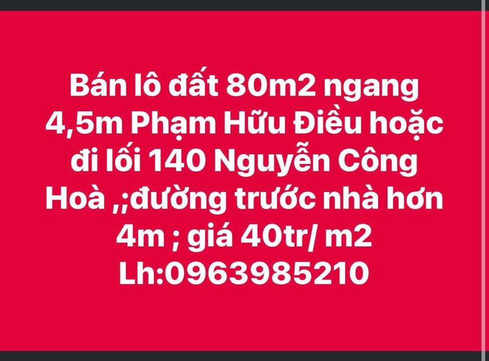 Đất nền Phạm Hữu Điều An Dương 80m² 3.2 tỷ - Sổ đỏ chính chủ