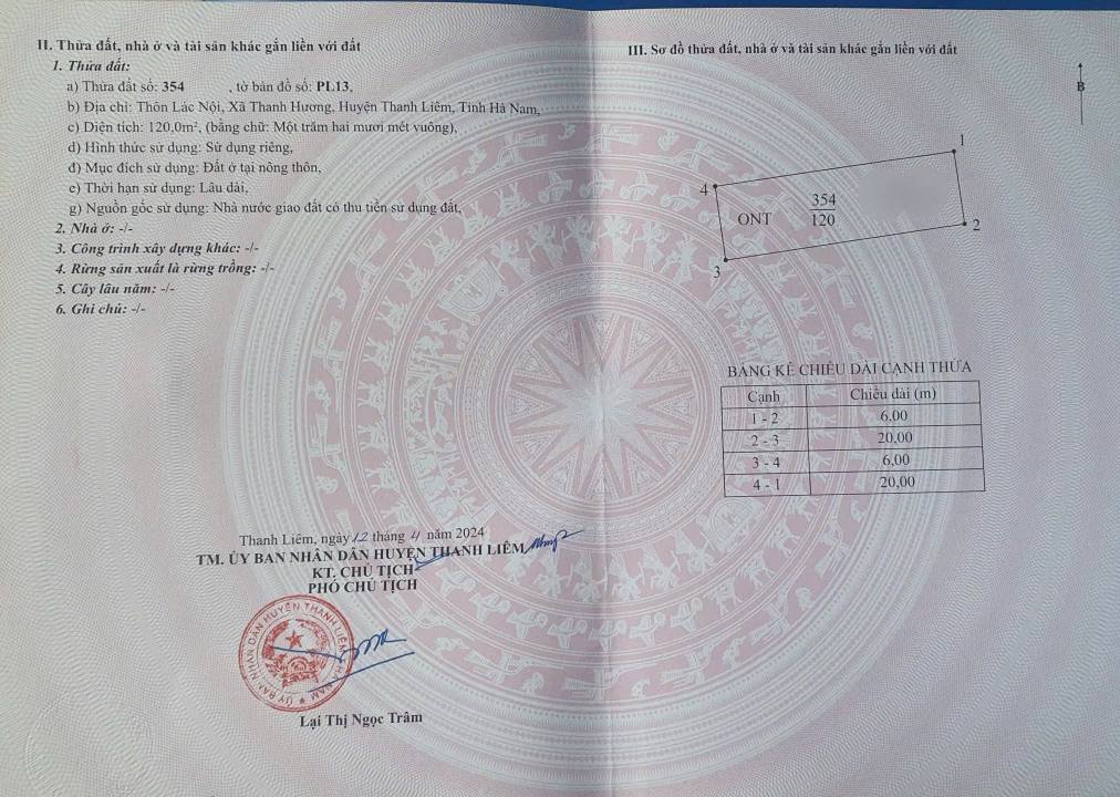 Đất đấu giá Thanh Hương, Hà Nam 120m² - Giá 1.75 tỷ, mặt tiền 6m