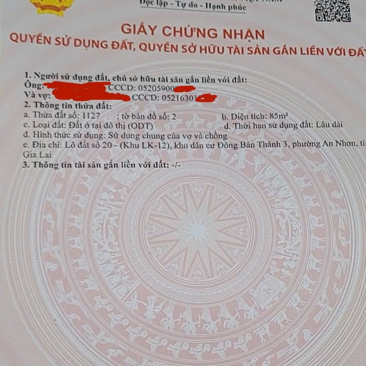 Đất nền Đông Bàn Thành, An Nhơn 85m² - Mặt tiền đường 30m, giá 1.19 tỷ