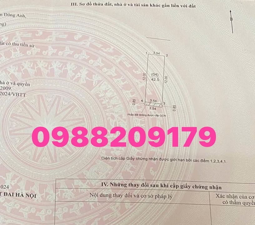 Đất Uy Nỗ Đông Anh 43m² thỏa thuận - Sổ đỏ chính chủ