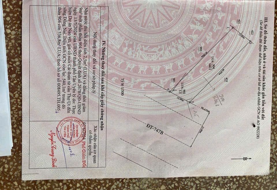 Mặt Tiền Kinh Doanh Tân Uyên 540m² - Lý Tưởng Kinh Doanh, Đầu Tư