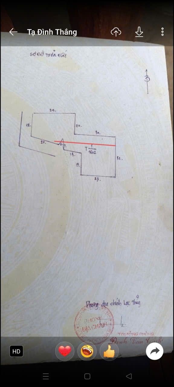 Đất nền Lạc Thủy 1200m² giá 1.2 tỷ - Sổ đỏ chính chủ