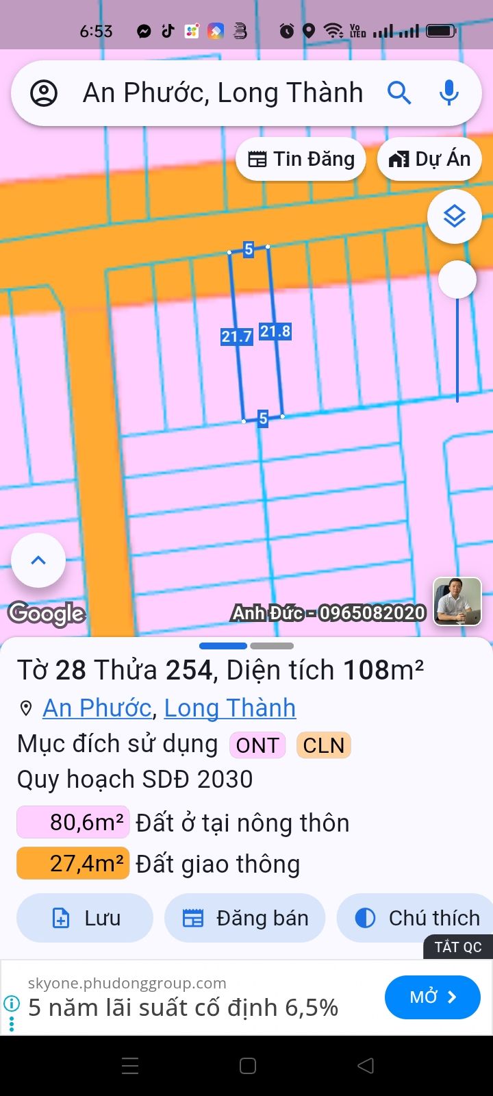 Đất nền Ấp 7 An Phước Long Thành 80m² 1,55 tỷ - Sổ đỏ chính chủ