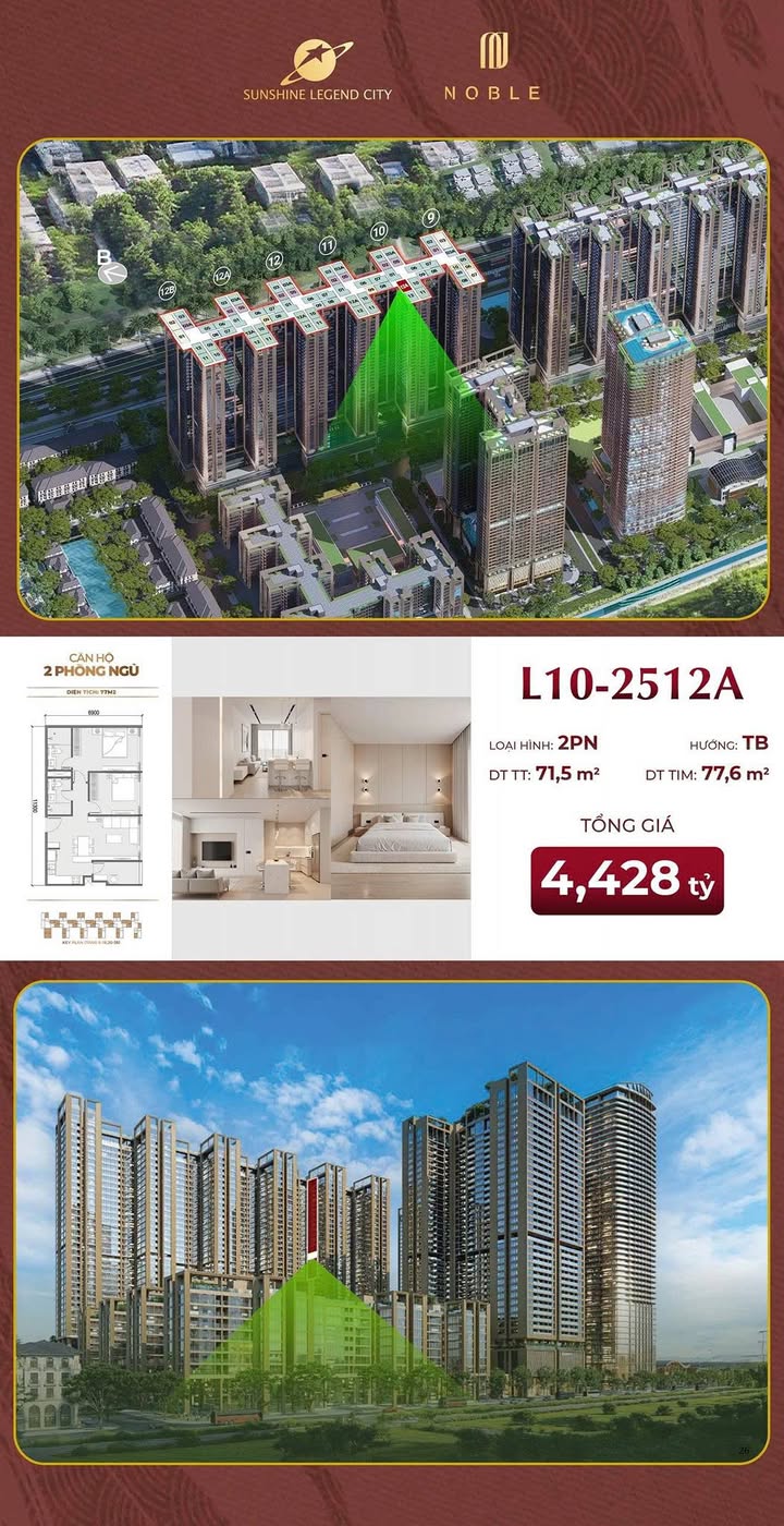 Chung cư Sunshine Legend City 71.5m² - 3.989 Tỷ, View Nội Khu Xanh Mát