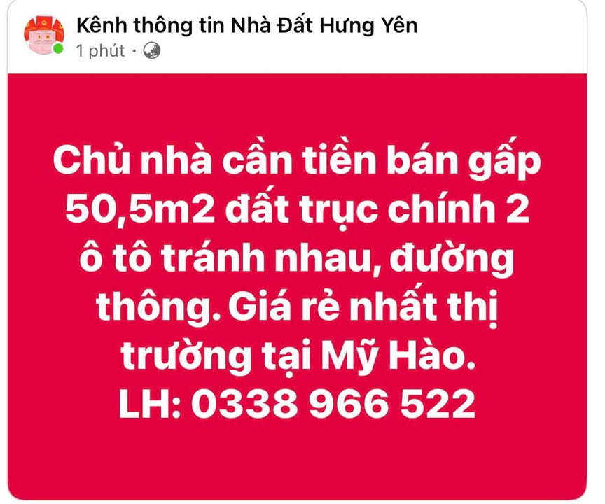 Bán Gấp Đất Ngọc Lâm, Mỹ Hào 51m² - Sổ Hồng Chính Chủ, Xe Tải Tránh Nhau