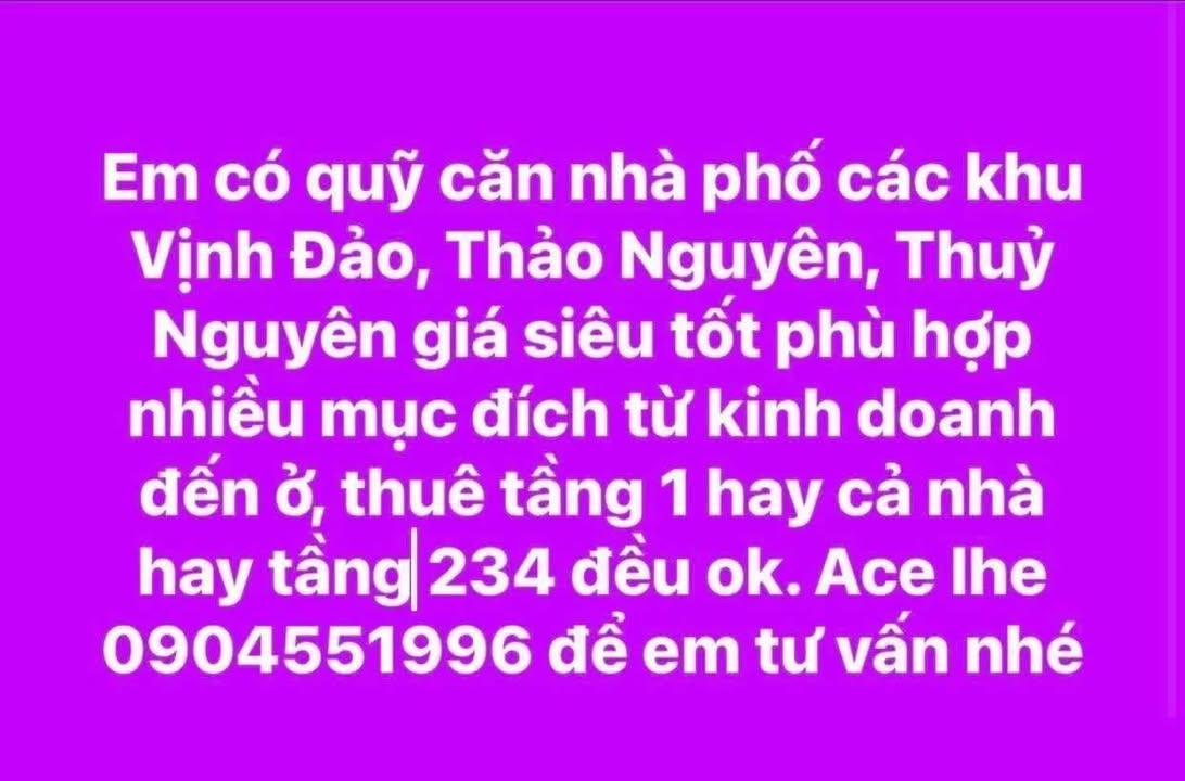 Cho Thuê Mặt Bằng Kinh Doanh Thủy Nguyên, Hải Phòng - 9 Triệu/Tháng