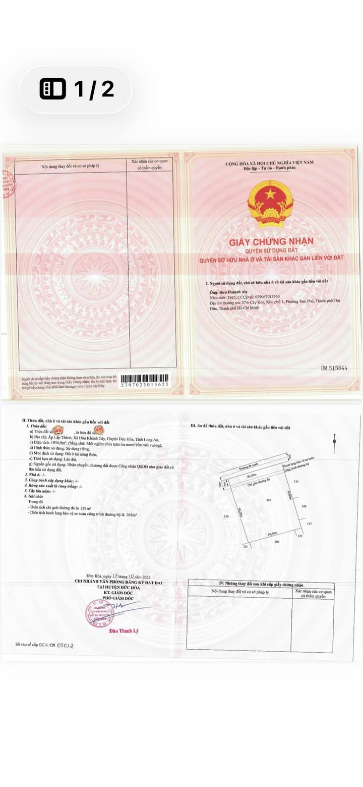 Bán Đất 2000m² Thổ Cư Đức Hòa, Long An - Giá 11 Tỷ