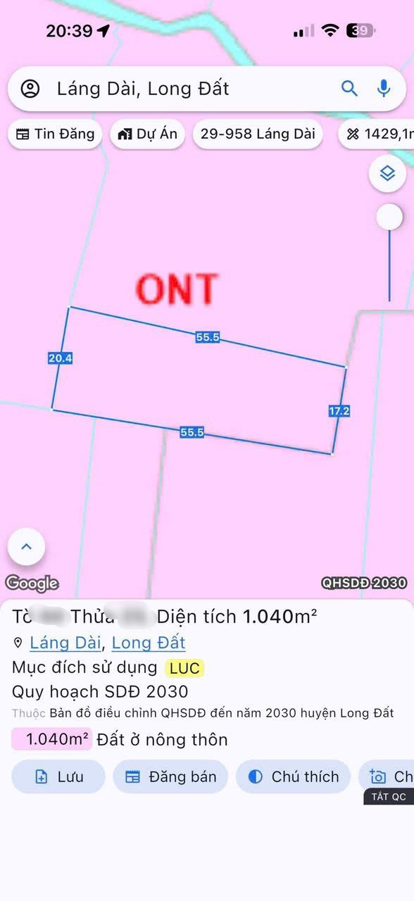 Đất Vườn 1040m² Láng Dài, Bà Rịa - Vũng Tàu Giá Tốt