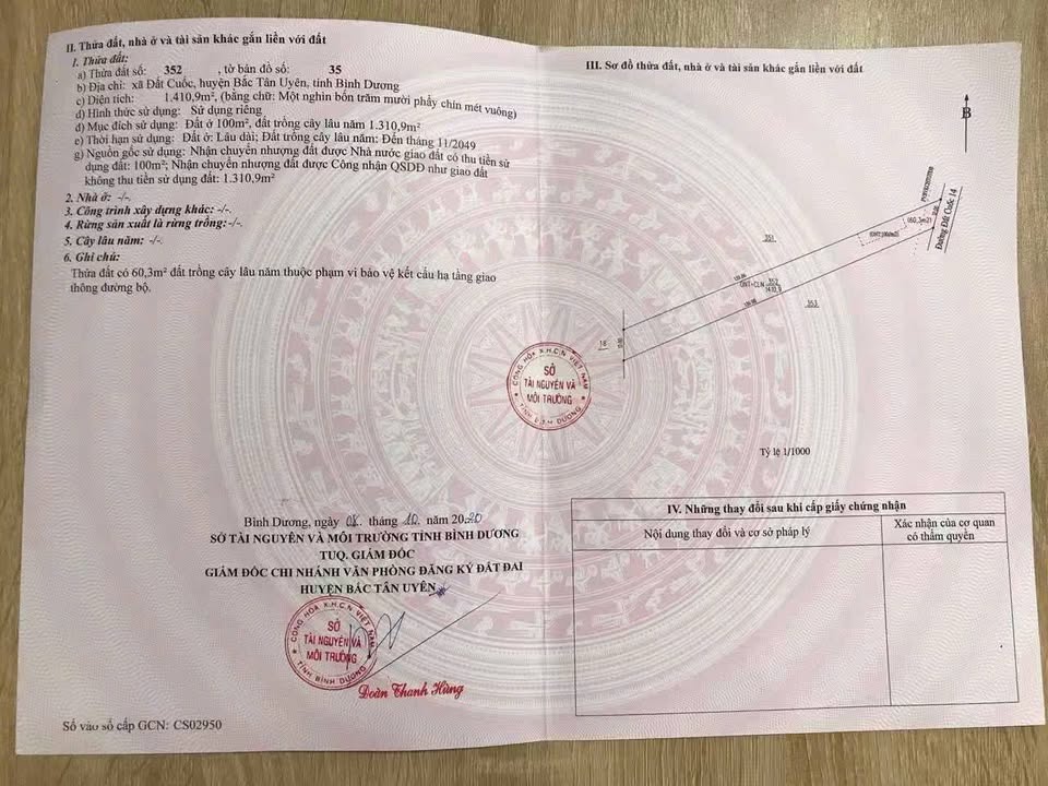 Đất Nền Mặt Tiền Đất Cuốc 14, Bắc Tân Uyên - 1680m² Sổ Hồng Riêng