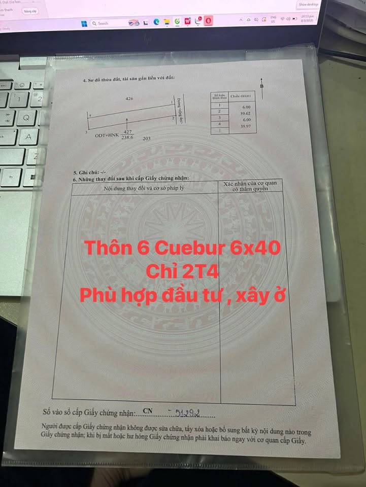 Đất Vườn 240m² Thôn 6 Cư Êbur, Buôn Ma Thuột - Giá 2.4 Tỷ