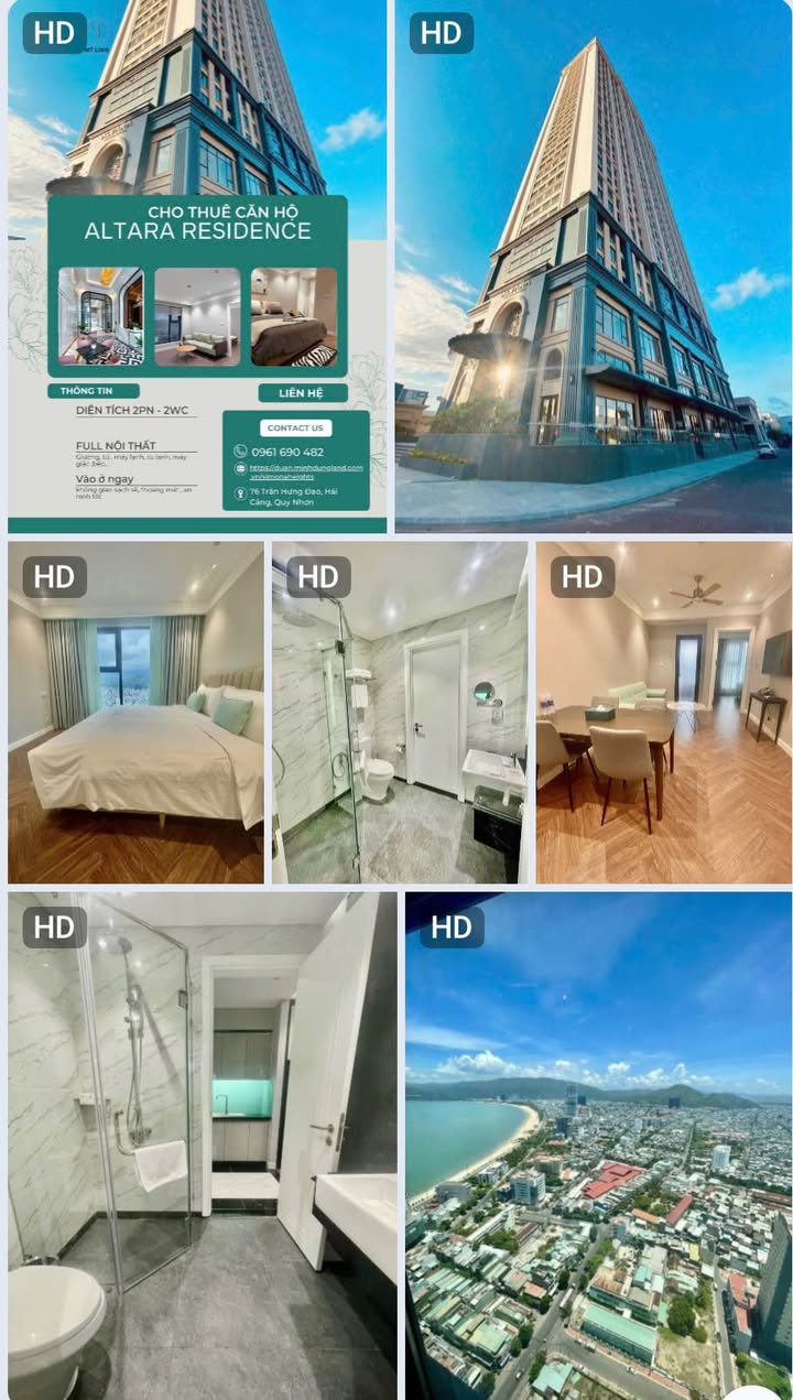 Cho thuê căn hộ Altara Residence Quy Nhơn 1PN - Full nội thất