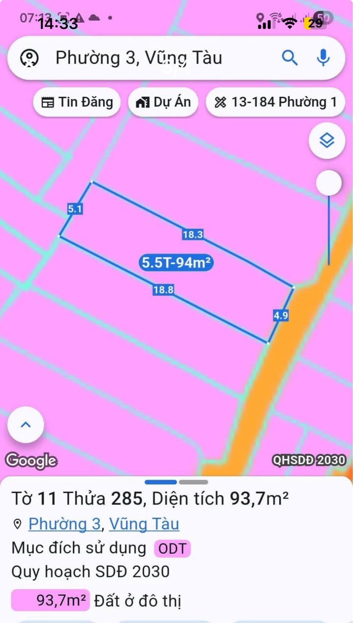 Bán Đất Full Thổ Cư 106m² Hẻm Trương Công Định, Vũng Tàu - 4.99 Tỷ