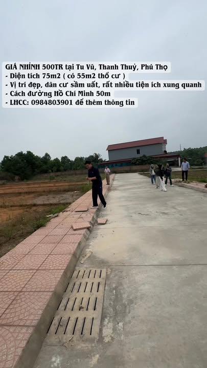 Đất nền 75m² Tu Vũ, Thanh Thủy, Phú Thọ - Giá chỉ nhỉnh 500 triệu