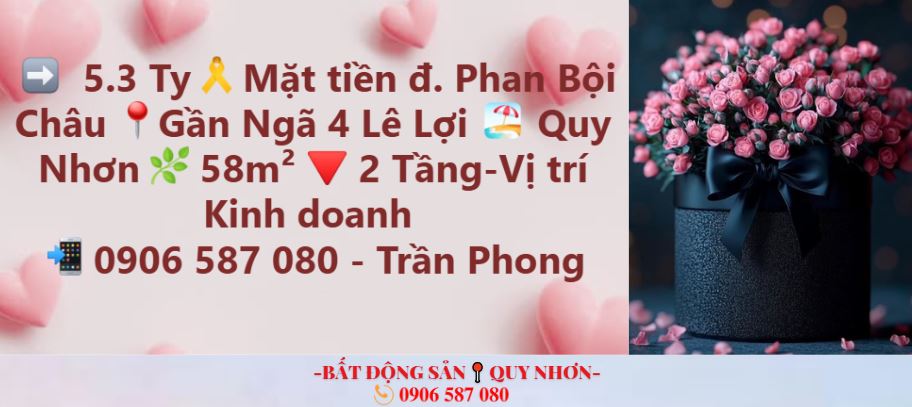 Nhà Mặt Tiền Phan Bội Châu, Quy Nhơn 58m² - Kinh Doanh Sầm Uất