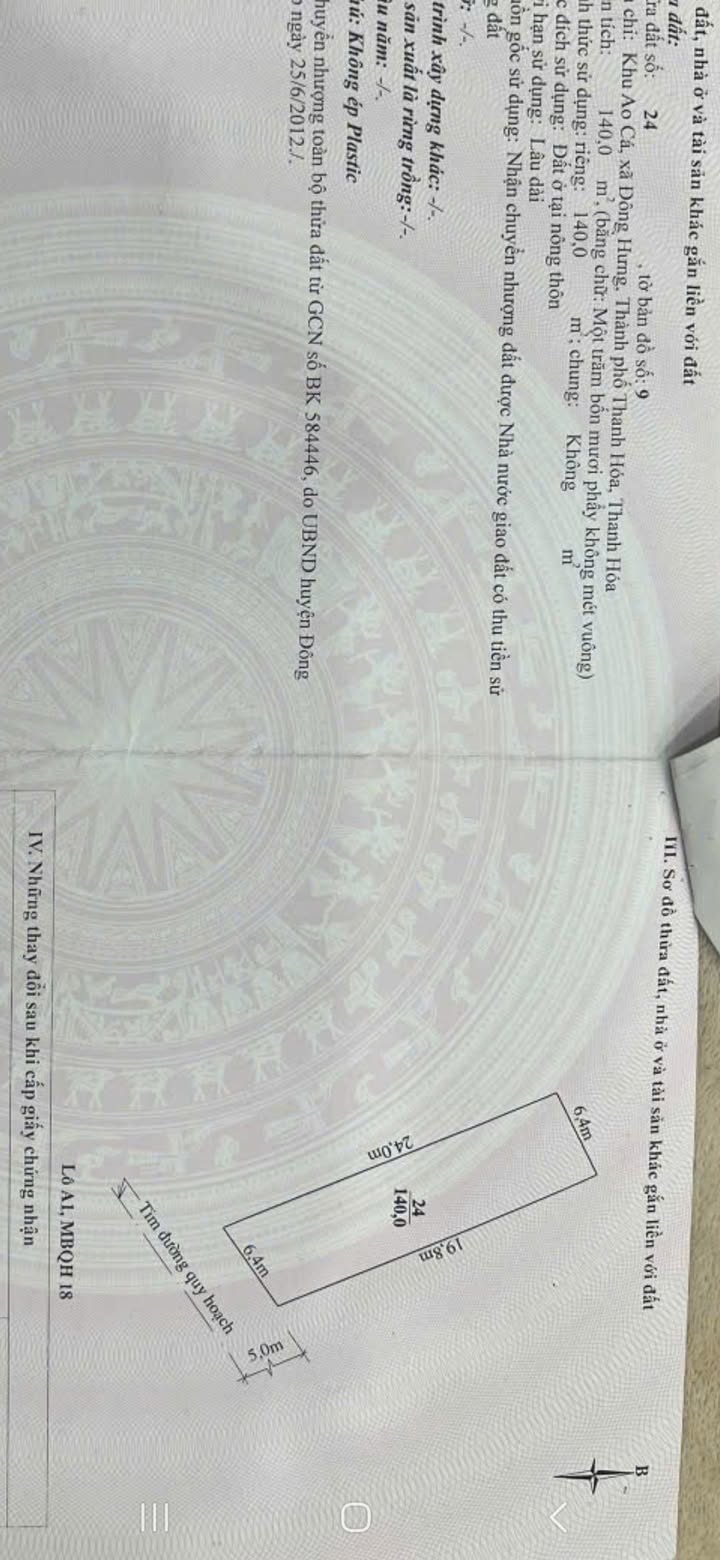 Đất nền An Hoạch, Đông Sơn, Thanh Hóa - 140m² - Sổ đỏ - Giá 3 tỷ