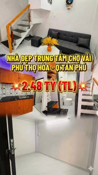 Nhà 1 Trệt 1 Lầu 2PN 15m² - Ngay Chợ Vải Tân Phú - 2.48 Tỷ