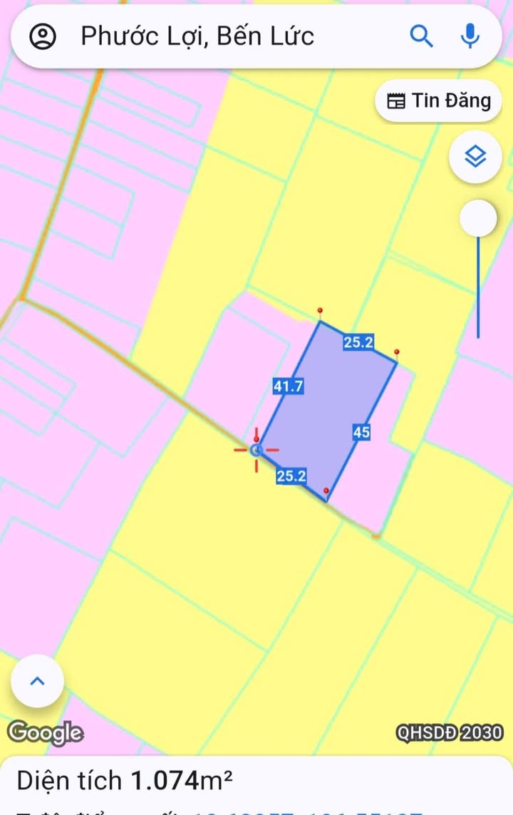 Đất nền Phước Lợi, Bến Lức 1000m² - Sổ hồng, phân 5 lô, giá 4 tỷ