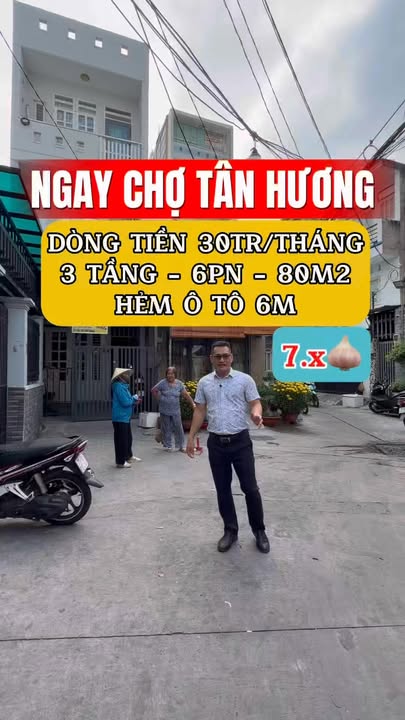 Nhà 3 tầng 80m² mặt tiền hẻm ô tô 6m - Tân Phú - Dòng tiền 30tr/tháng