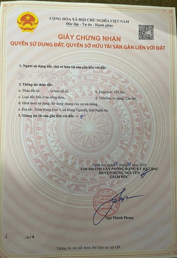 Bán đất Hưng Nguyên 101m² giá 2.25 tỷ - Sổ đỏ sẵn sàng