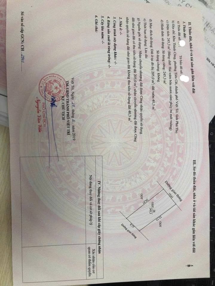 Đất Nền 245m² Việt Trì - Sổ Đỏ, Kinh Doanh Tốt, Cạnh Công Viên Văn Lang