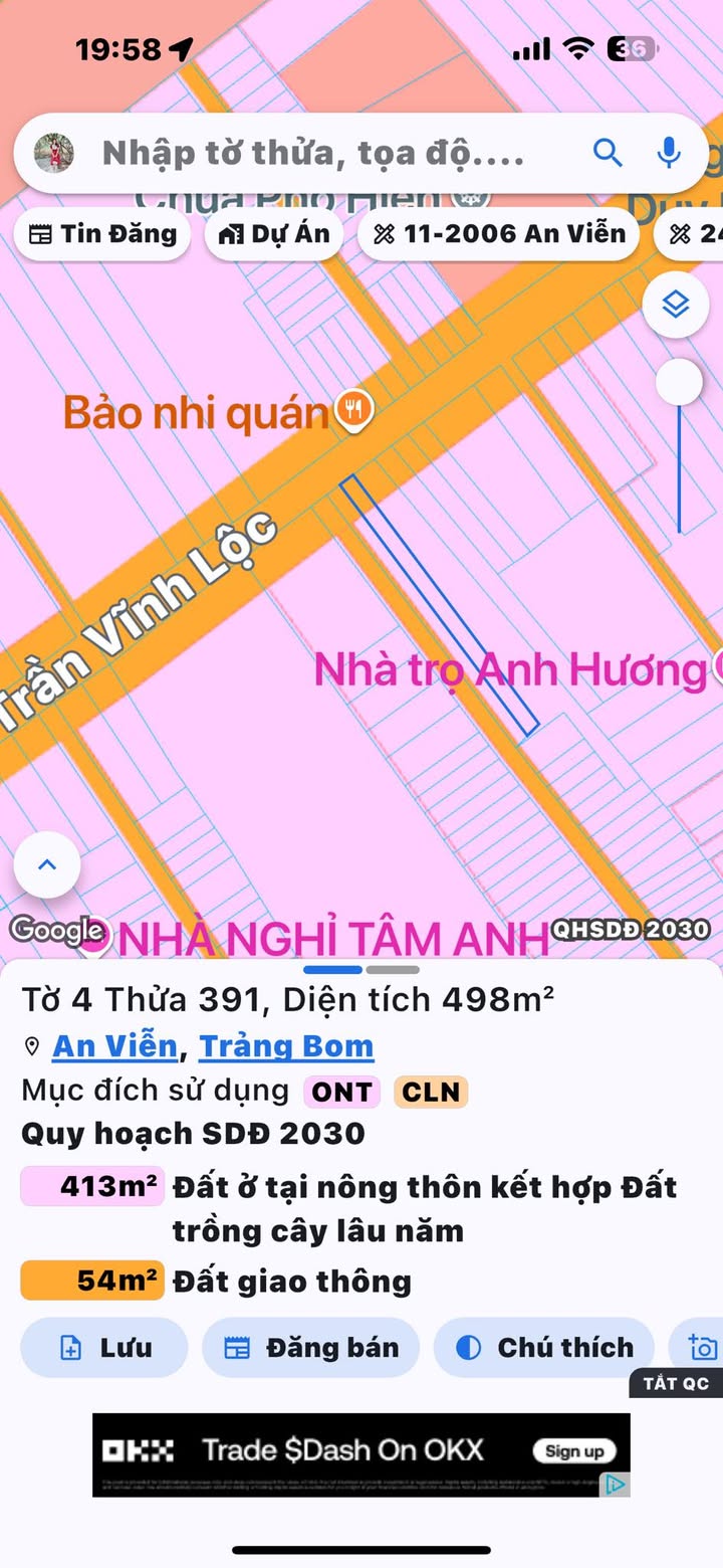 Đất Mặt Tiền 498m² An Viễn, Trảng Bom - Sổ Riêng Giá Tốt
