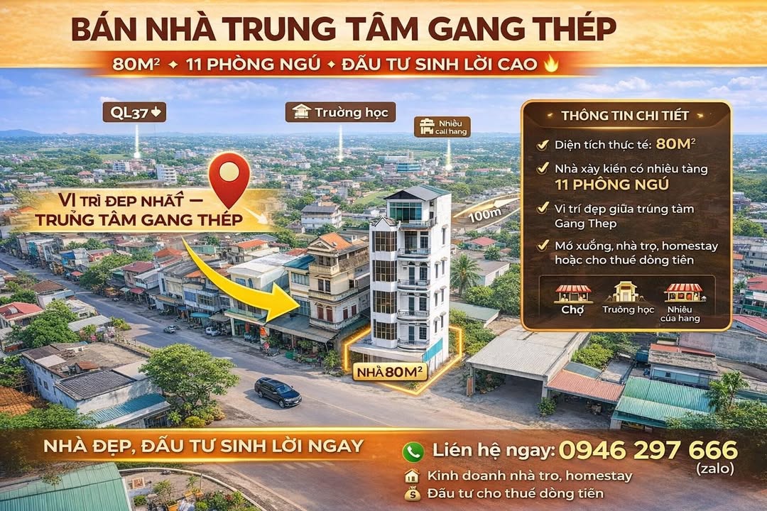 Bán Gấp Nhà Trung Tâm Gang Thép 80m² - 11PN, Ô Tô Tận Cửa
