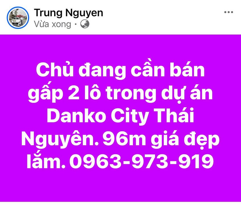 Đất Nền Danko City Thái Nguyên 96m² - Giá Tốt, Sổ Đỏ Sẵn Sàng