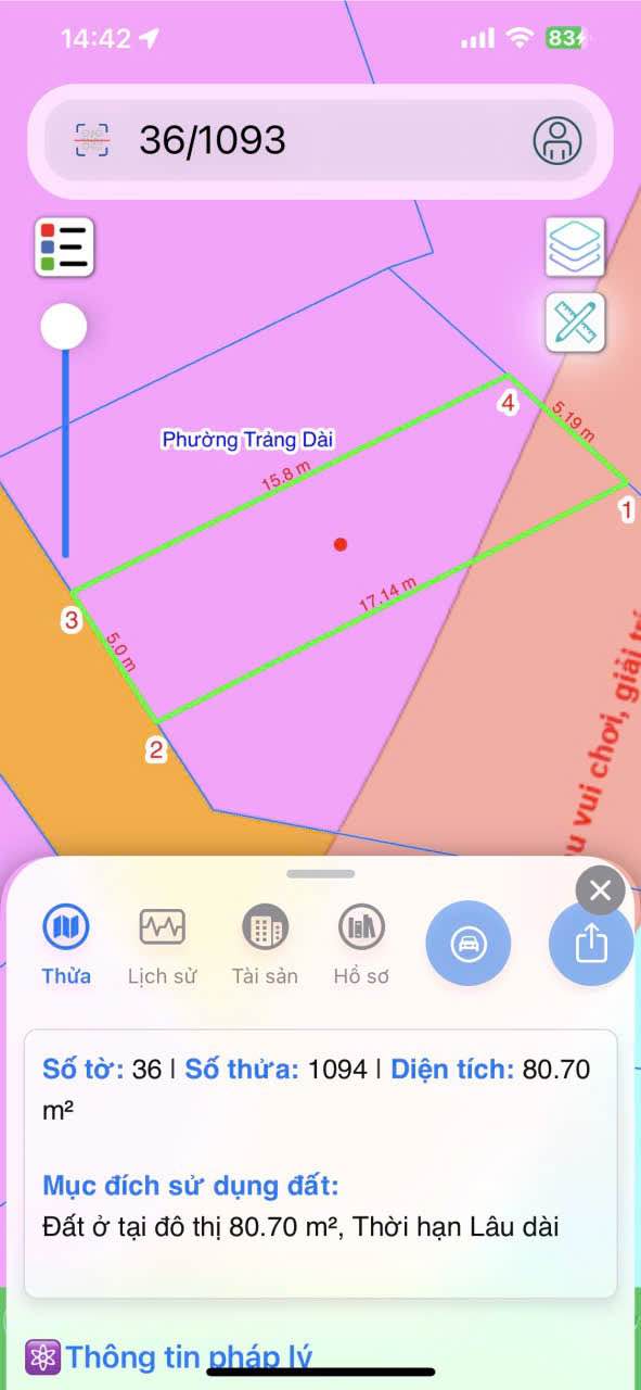 Đất nền sổ hồng riêng Phường Trảng Dài, Biên Hòa - 85m² giá 2.3 tỷ