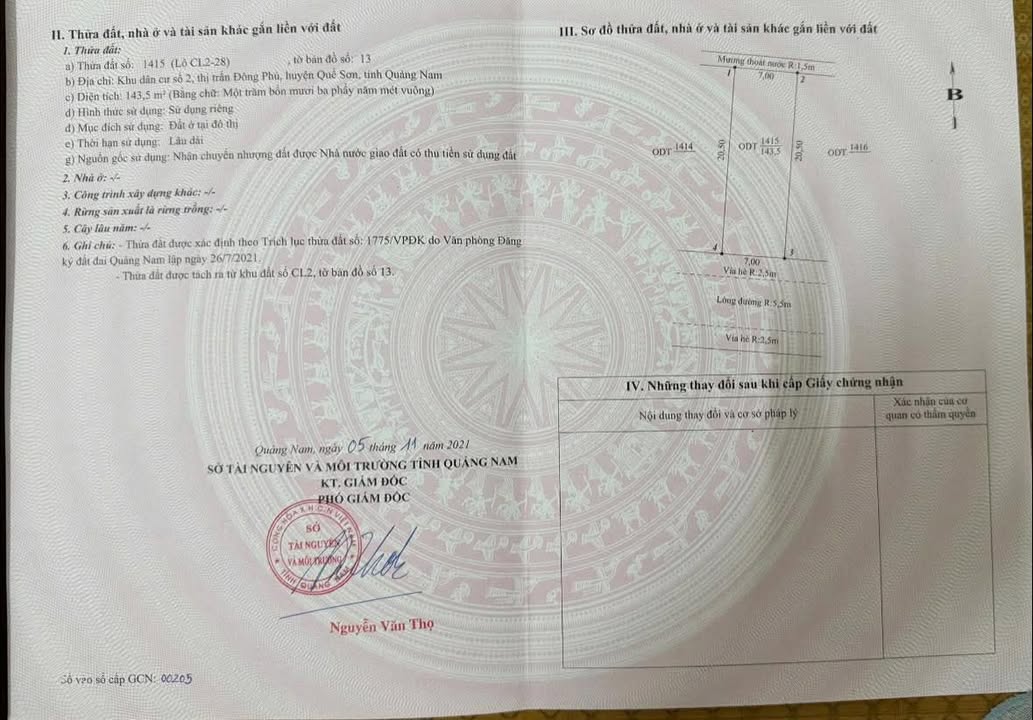 Đất Nền Trung Tâm Đông Phú, Quế Sơn - 143m² - Giá Hời 1.4 Tỷ