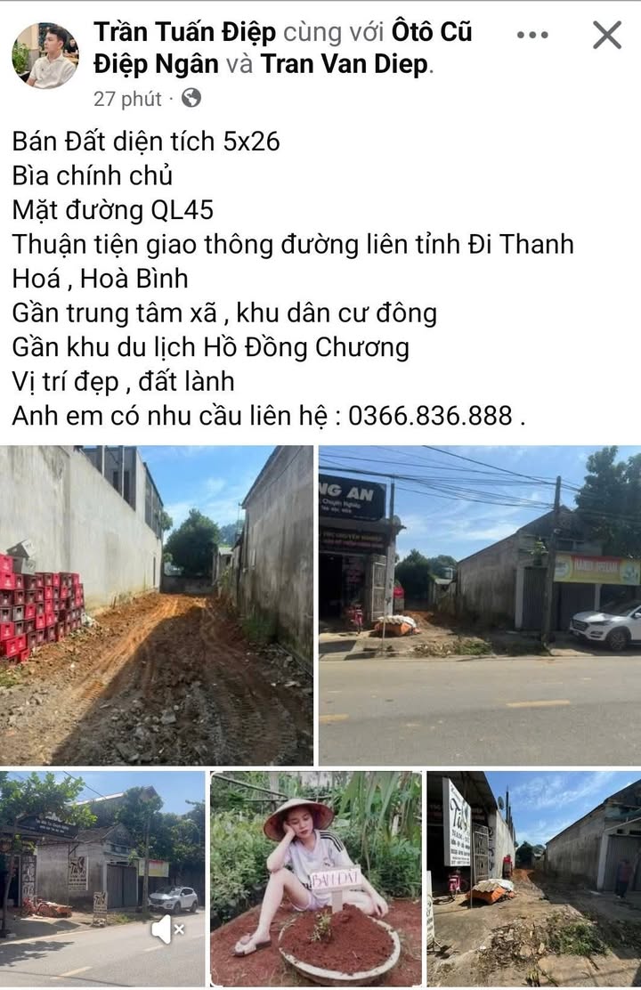 Bán Đất Mặt Tiền QL45 Vĩnh Lộc, Thanh Hóa - 130m² Sổ Đỏ Chính Chủ