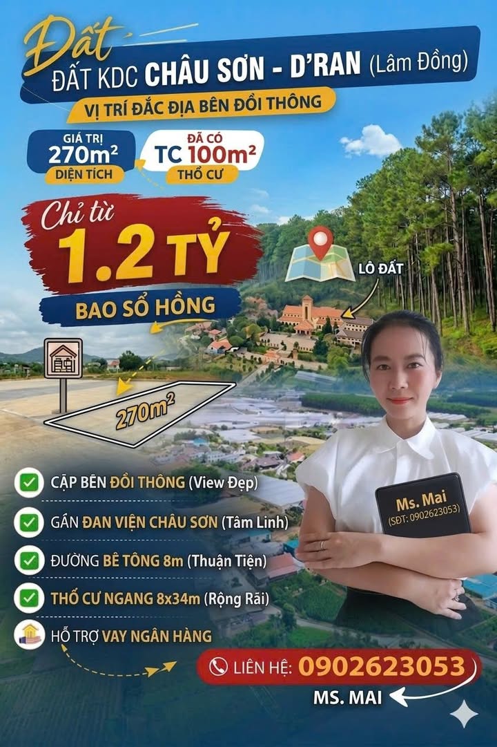 Đất Nền Nghỉ Dưỡng D'Ran 270m² - Sổ Đỏ, View Đồi Thông