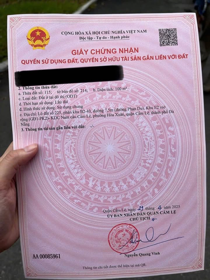 Đất nền Hòa Xuân 100m² - Đối diện trường, gần TTTM AEON Mall Đà Nẵng