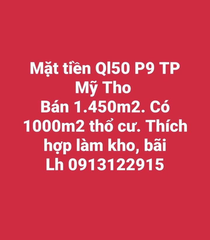 Mặt tiền QL50 Mỹ Tho: Đất 1450m² có 24 phòng trọ kinh doanh, sổ hồng