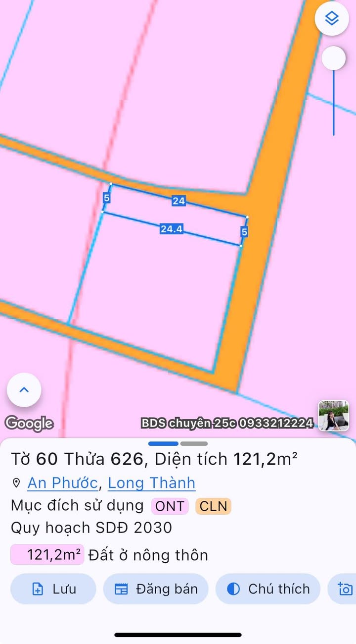 Đất 121m² Long Thành, Đồng Nai - Sổ riêng, 2 mặt đường thoáng mát