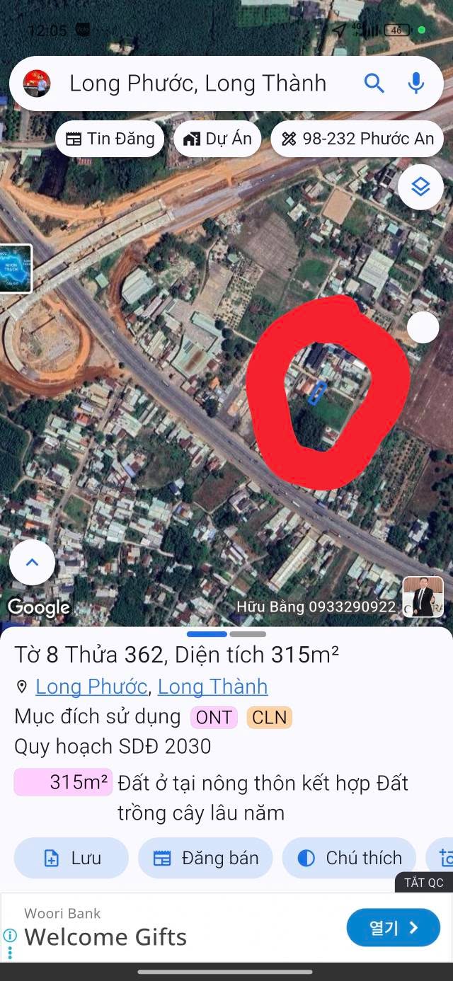 Đất nền Long Thành 313m² - Sổ riêng, mặt tiền đường vào Sân bay Long Thành