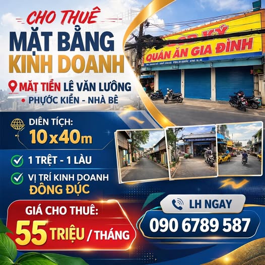 Cho thuê Mặt bằng Kinh doanh Mặt tiền Lê Văn Lương, Nhà Bè - 400m²