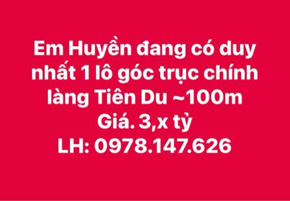 Bán Gấp Lô Góc Trục Chính Làng Tiên Du, Bắc Ninh - 100m² Giá Tốt