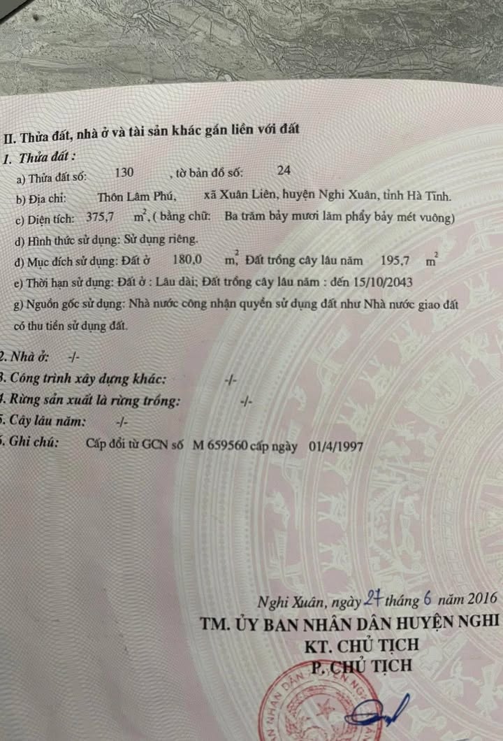 Đất Vườn 375m² Thôn Lâm Phú Thịnh, Nghi Xuân - Giá Đầu Tư 2 Tỷ