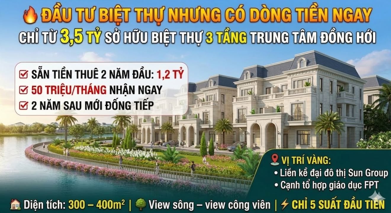 Biệt Thự ROX Living Đồng Hới - 300m² - 3.5 Tỷ - Dòng Tiền Sẵn