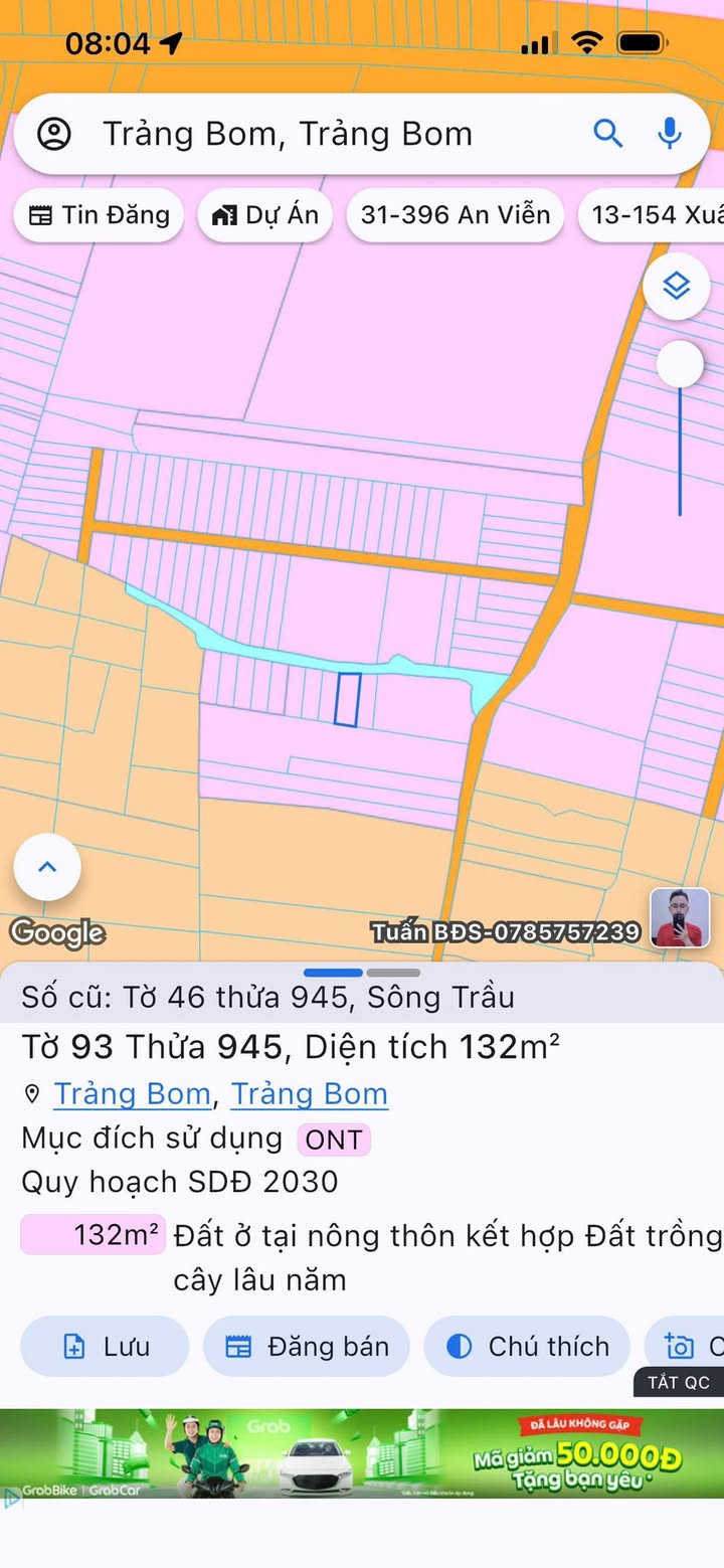 Đất Sổ Riêng 126m² Sát KCN Bàu Xéo, Trảng Bom - Giá Tốt 900 Triệu