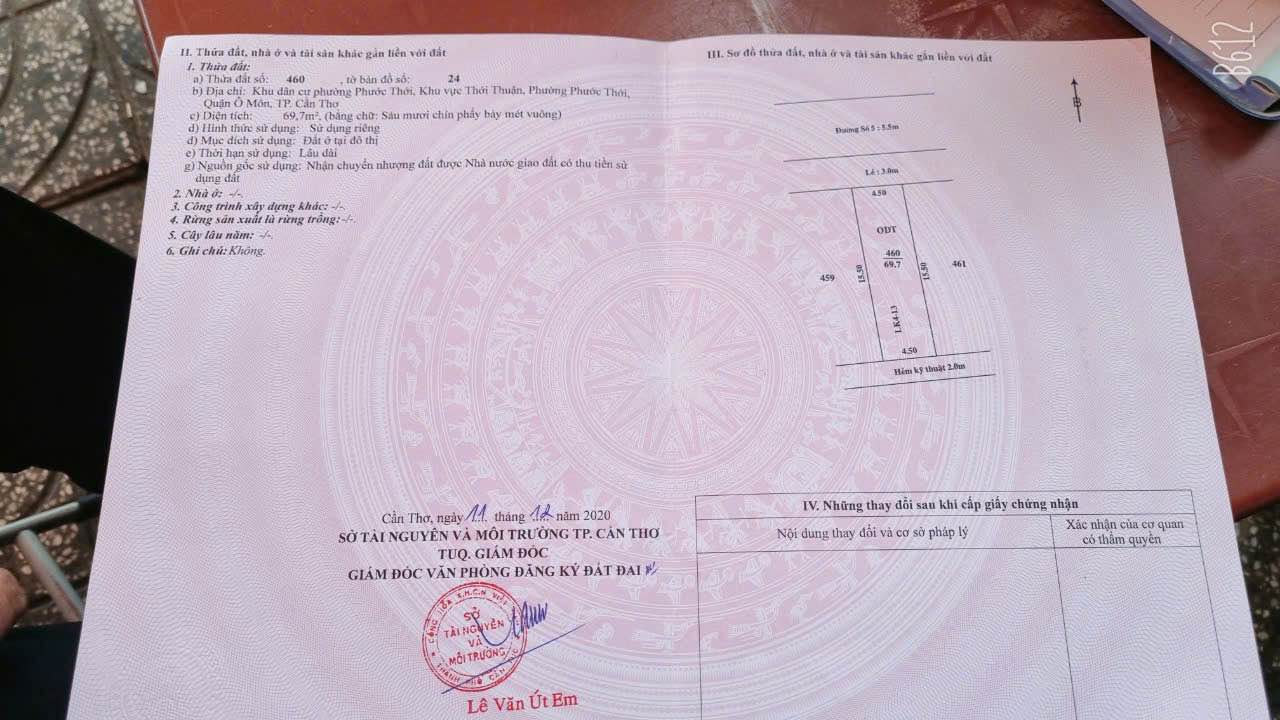 Bán Đất Nền Thổ Cư 69m² Phước Thới, Ô Môn, Cần Thơ - Giá Tốt Thương Lượng