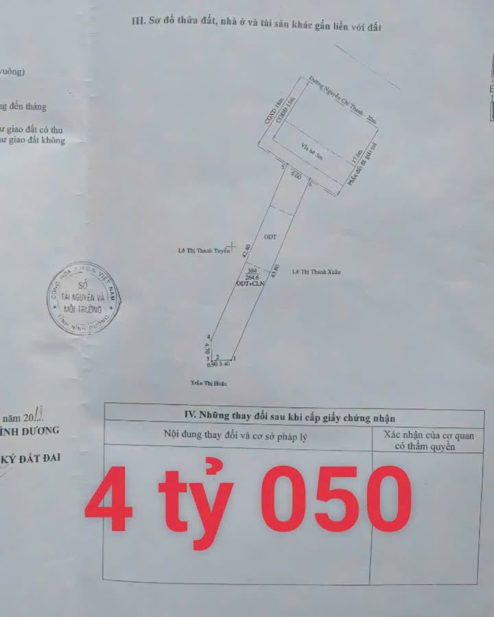 Đất Mặt Tiền Nguyễn Chí Thanh, TDM - 264m² Thổ Cư, Sẵn Sàng Đầu Tư