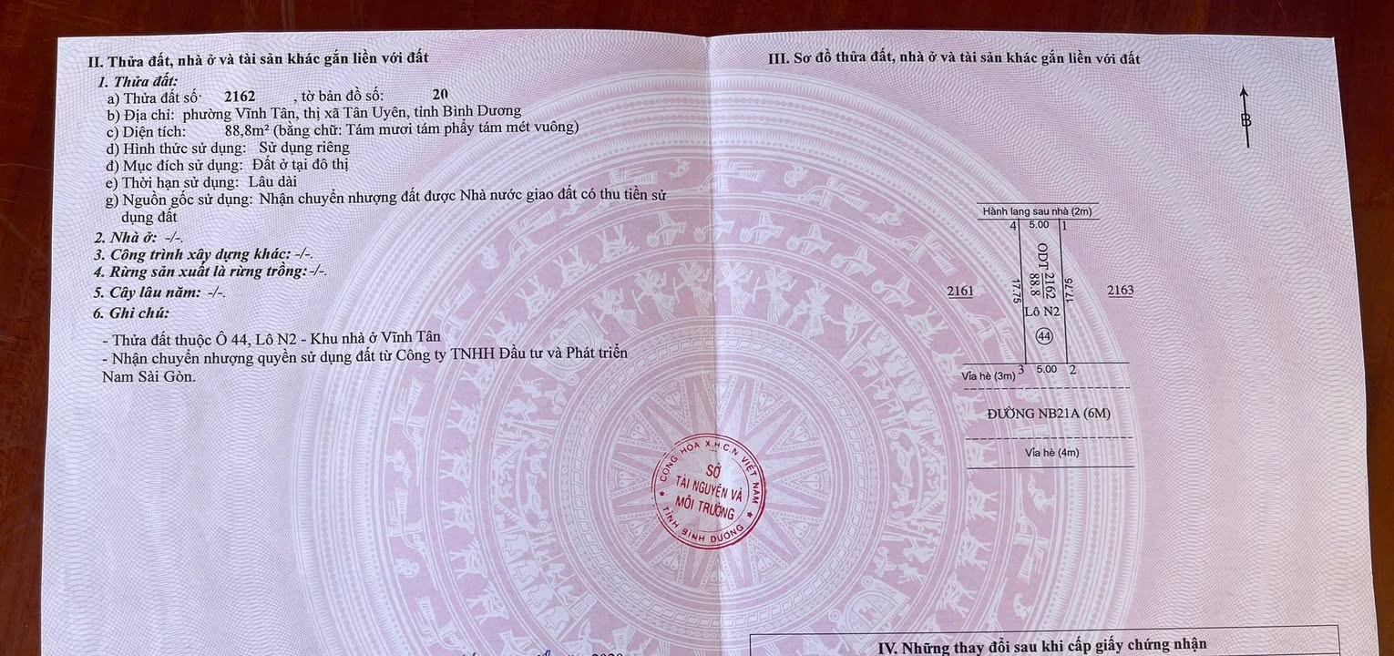 Bán Gấp Đất 88.8m² Khu E, Visip 2, Tân Uyên - Full Thổ Cư, Giá 1.8 Tỷ