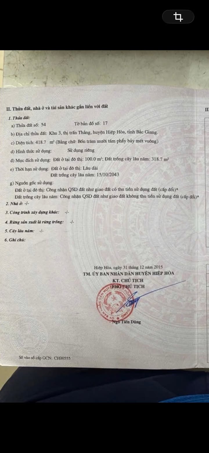 Đất nền Bắc Giang 418.7m² mặt tiền đẹp, ngay TT Hiệp Hòa - Đầu tư sinh lời