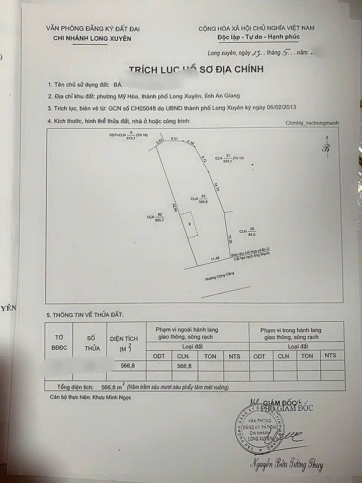 Bán Đất Vườn An Giang 566.8m² - Sổ Đỏ CLN Giá Tốt