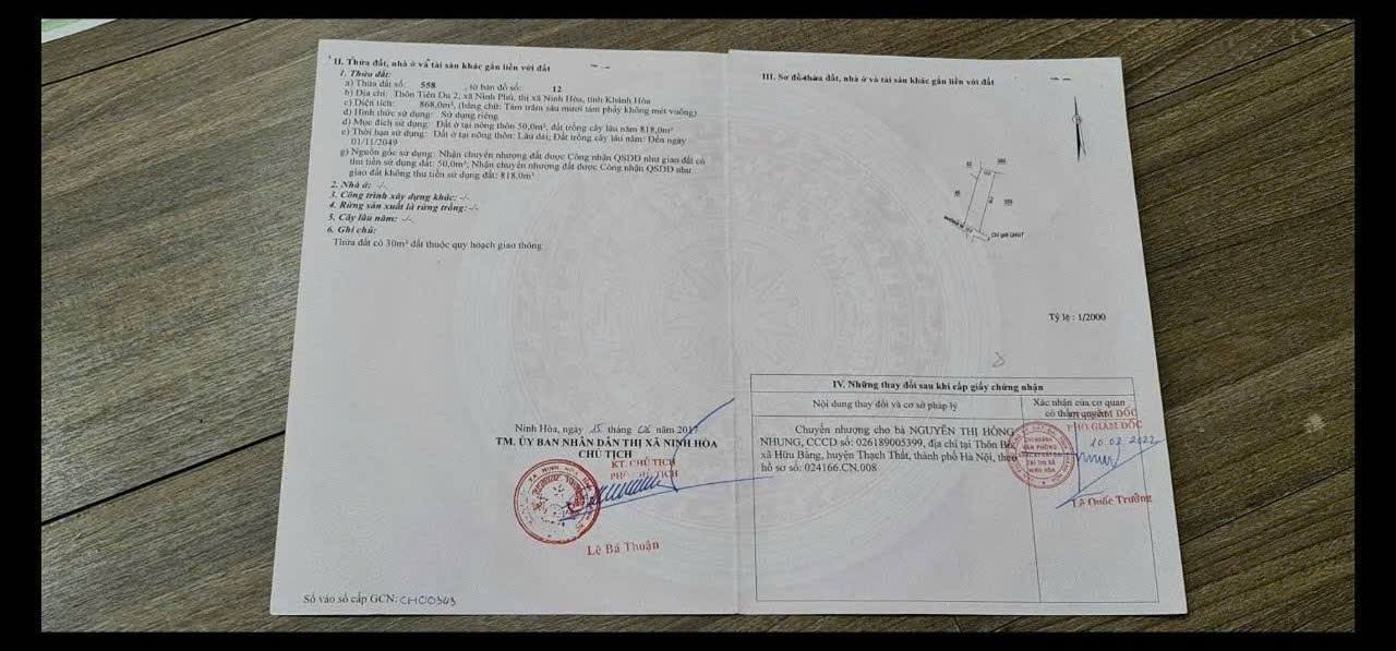 Đất nền Ninh Hoà 868m² - Sổ đỏ riêng, giá đầu tư chỉ 1.85 tỷ